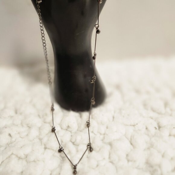 Delicate Black Costume Necklace – Smoky Black Beads, 16” Chain - Picture 8 of 10